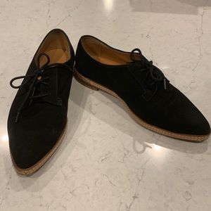 Silence + Noise Black suede pointy flats